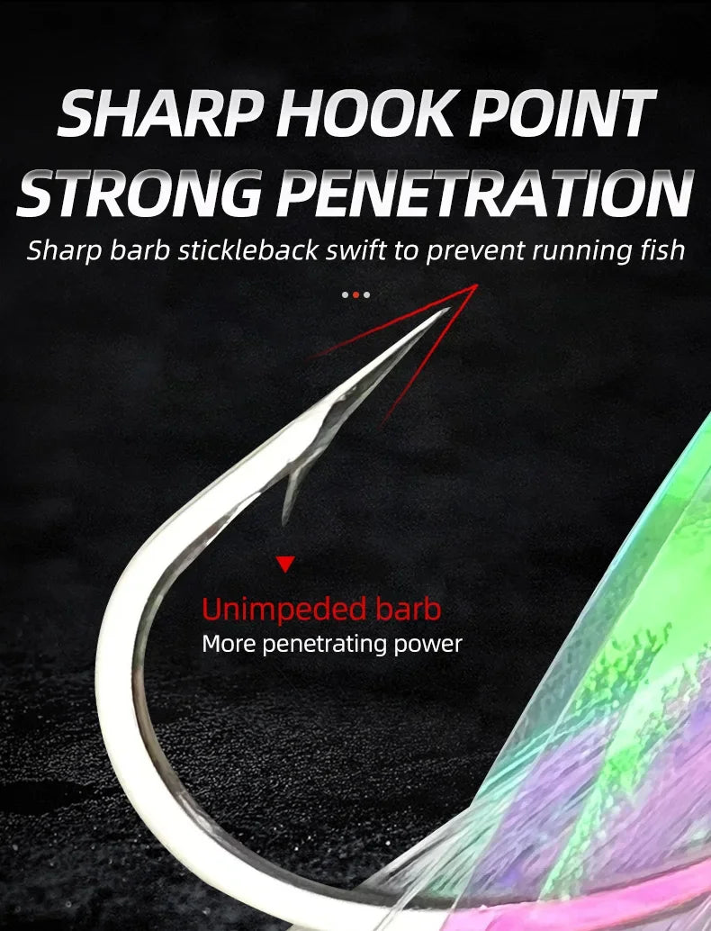 5 Hook Glow in the Dark Sabiki Rigs for Saltwater Fishing (Single or 5 pack)