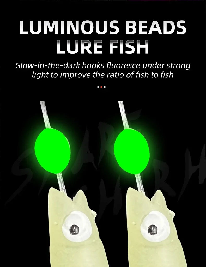 5 Hook Glow in the Dark Sabiki Rigs for Saltwater Fishing (Single or 5 pack)